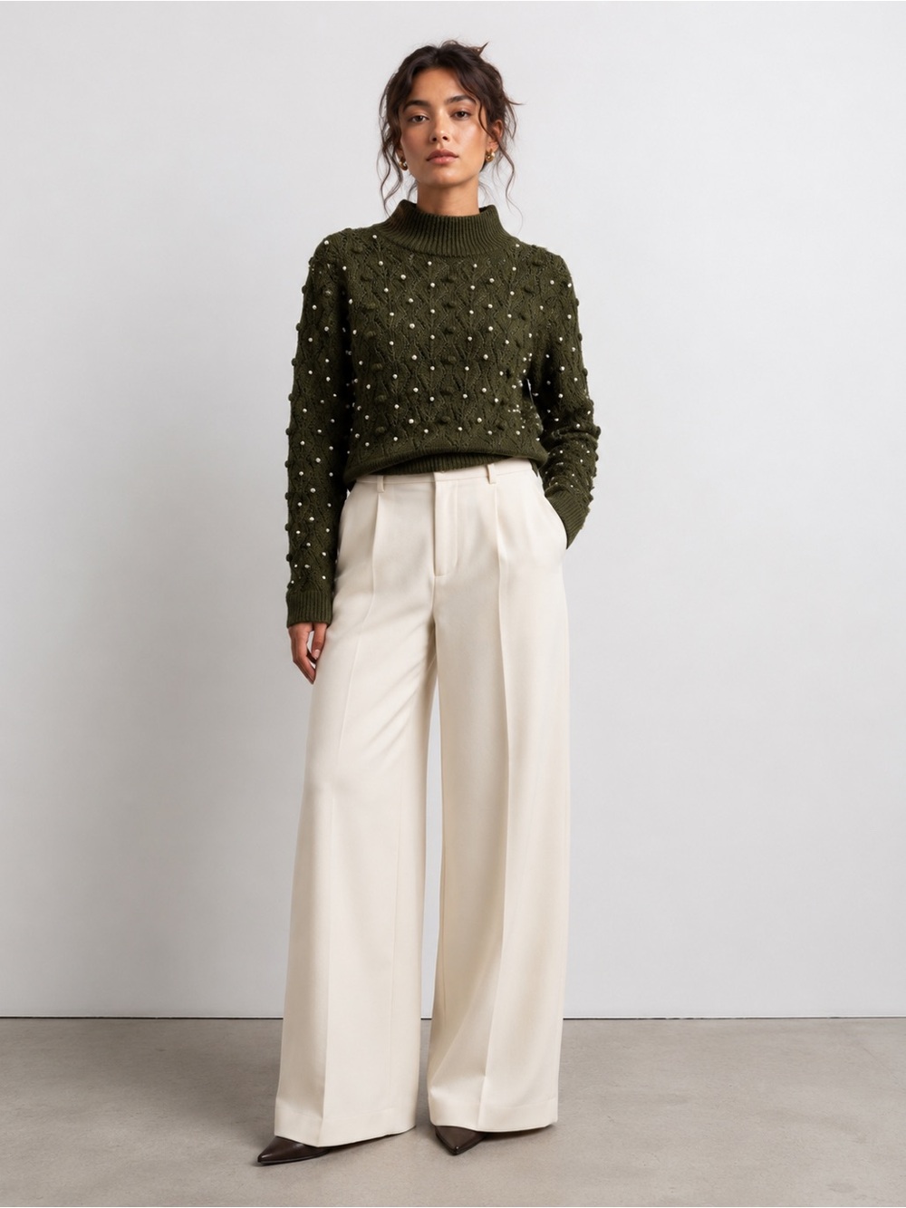 ZARA KNIT OPEN BACK PEARLY SWEATER SIZE